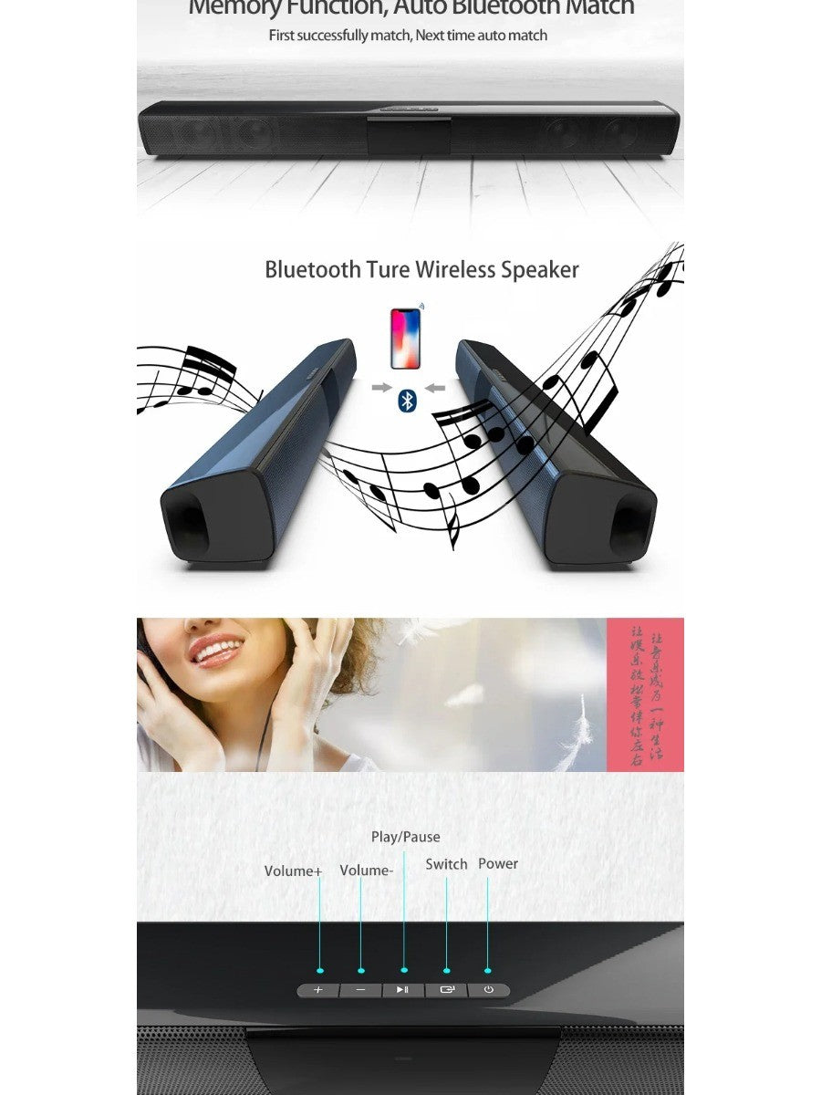 Poderoso Alto-falante Bluetooth Sem Fio para Home Theater Computador TV Carro Soundbar Subwoofer com Graves Fortes Rádio caixa de som