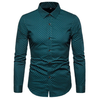 New Arrival 2025 Spring Men's Long Sleeve Shirts | Fashionable Single-Breasted Cotton Shirt in Blue Green Khaki Grey | Available