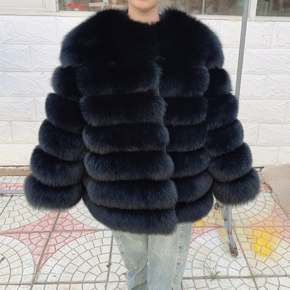 QUEENTINA Fox Fur 70cm Coat Real Winter Women'S New Fashion Furry 2025 Leather And Skin White Natural New In Coats & Jackets