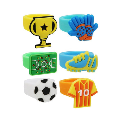 10-30Pcs Cartoon Football Theme Silicone Rings for Football Carnival Birthday Party Favors Pinata Gift Bag Filler Prize Party