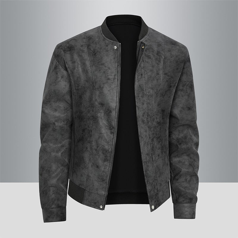 Men'S Motorcycle Jacket - Windproof Thermal Zip-Up Biker Coat with Stand Collar, Full-Zip Closure, Front Pockets - Lightweight N