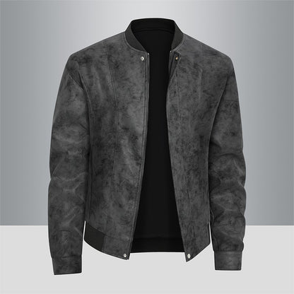 Men'S Motorcycle Jacket - Windproof Thermal Zip-Up Biker Coat with Stand Collar, Full-Zip Closure, Front Pockets - Lightweight N