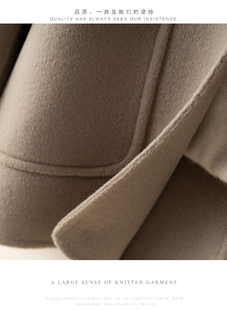 2025 Autumn Winter New Double-Sided Wool Coat Women Section Short Woolen Coats Single-breasted Black Khaki Cardigan Outerwear