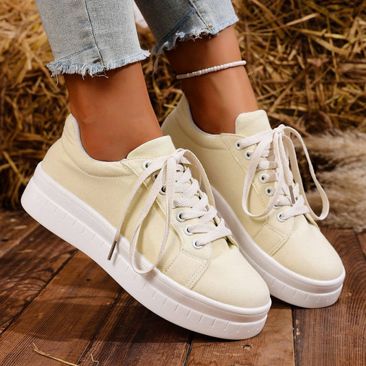 Women Sneakers 2025 New Fashion Casual Shoes Femme Summer Designer Sneakers Women Lace Up Platform Tennis Sport Shoes Female