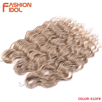 FASHION IDOL Cabelo de Crochê Torção Laranja Extensões de Cabelo Trançado de Onda Profunda Sintética Cabelo Onda de Água 24 Polegadas Fibra Resistente ao Calor