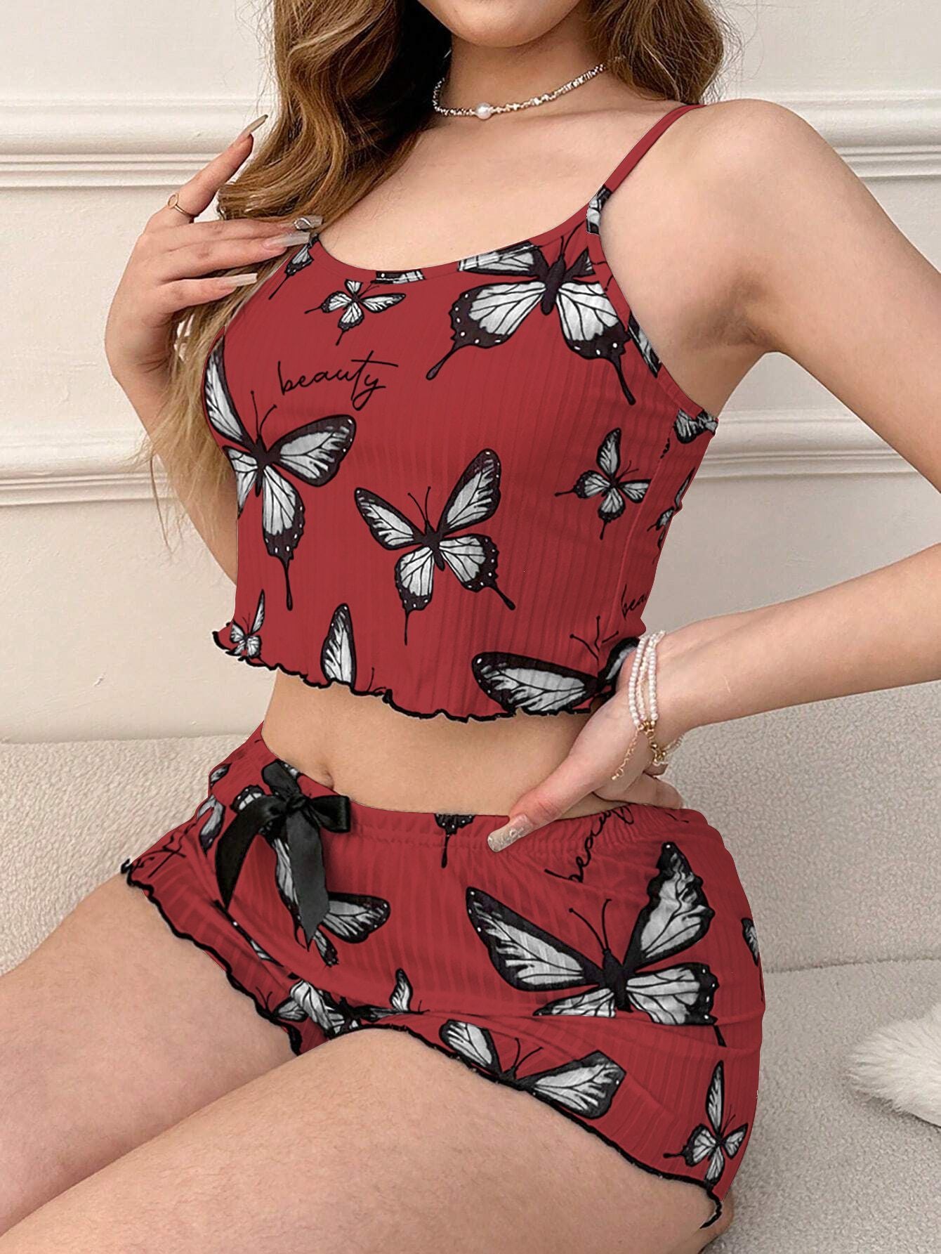 Casual Printed Pajamas For Women Two Pieces Sleepwear Women's Pajama Shorts Loungewear Sets Nightwear Female Home Suit Clothes