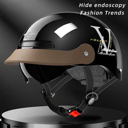 MOWK Capacete de Motocicleta Vintage Meio Capacete de Verão Respirável para Homens e Mulheres Scooter Elétrica a Jato Capacete Aberto Capacete de Segurança Refletivo