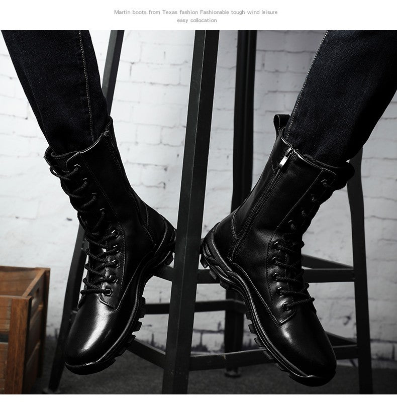 Botas de Couro Genuíno Masculinas de Cano Curto Botas Masculinas de Inverno de Couro com Pelo Quente para Exército Caça Sapatos Masculinos Botas Casuais Pretas