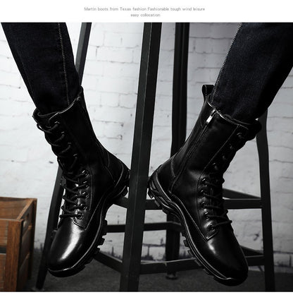 Botas de Couro Genuíno Masculinas de Cano Curto Botas Masculinas de Inverno de Couro com Pelo Quente para Exército Caça Sapatos Masculinos Botas Casuais Pretas