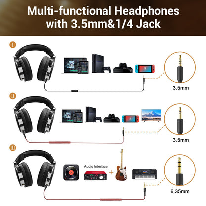 Oneodio Pro 10 Wired Studio Headphones Stereo Professional DJ Headphone with Mic Over Ear Monitor Earphones Bass Headsets