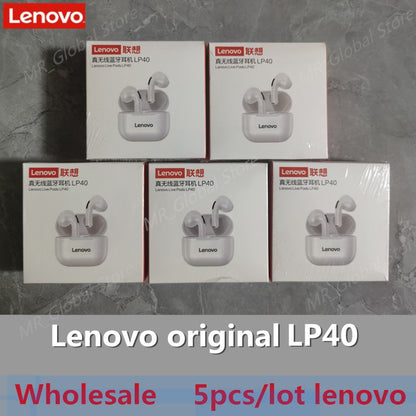 Lenovo LP40PRO/LP40 5 peças Fone de Ouvido Sem Fio Bluetooth 5.0 Estéreo Duplo Redução de Ruído Graves Controle de Toque Longa Espera 230mA