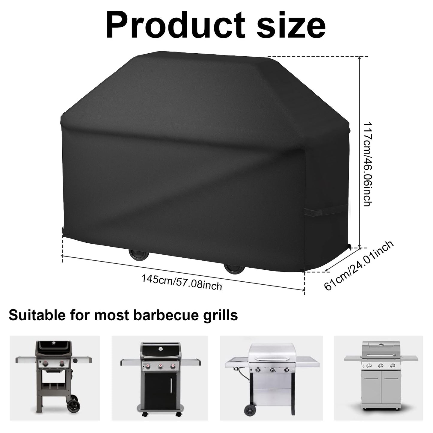 BBQ Grill Barbeque Cover Anti-Dust Waterproof Weber Heavy Duty Charbroil BBQ Cover Outdoor Rain Protective Barbecue Cover