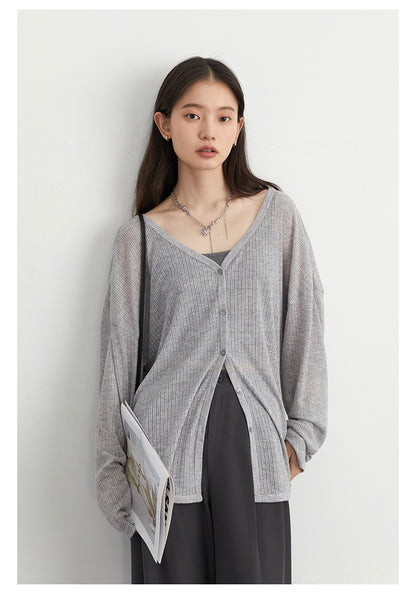 CHIC VEN Women's Cardigan New V-neck Long Sleeved Female Shirt Female Jumpers Sun Protection Woman Top Spring Summer 2024