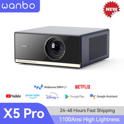 Wanbo X5 Pro New Projector Full HD 1080P Proyector Support Online 4K 1100 ANSI  Android TV11.0 Home HDR10 And Assistant