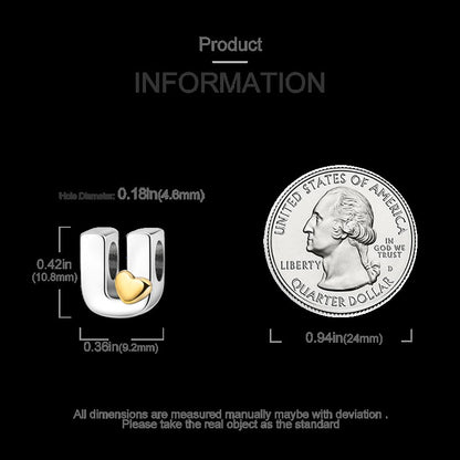 Fit Original Bangle Bracelet DIY A-Z Alphabet Charms Bead 925 Sterling Silver CZ Zircon LOVE Letter Dangle Pendant Jewelry Gift