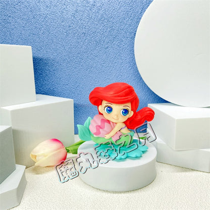 Bandai Disney A Pequena Sereia Anime Qposket Personagens Ariel Linha Glitter Boneco de Ação Modelo Colecionável Brinquedos Presente de Aniversário