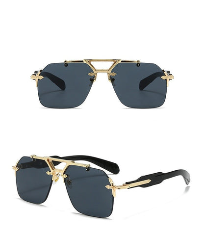 Novos Óculos de Sol Masculinos Steampunk Design de Haste Dupla Óculos de Piloto Sem Aro Proteção UV Óculos de Proteção Retrô