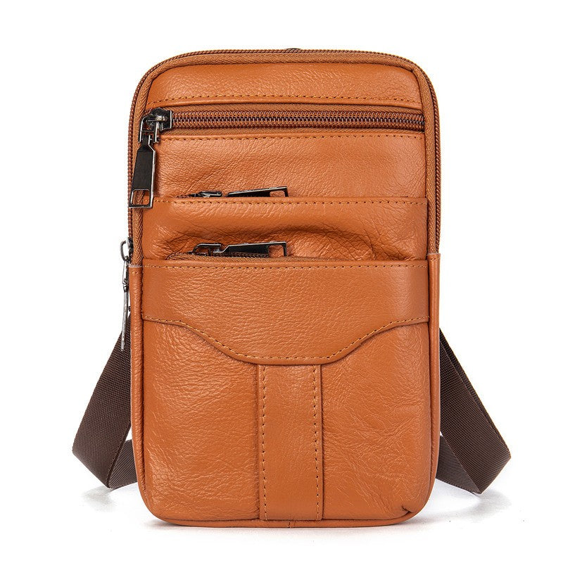 Men Genuine Leather Shoulder Male fanny pack High Quality Messenger Bags  Men's Fashion Business Belt Bag Small Briefcase Waist