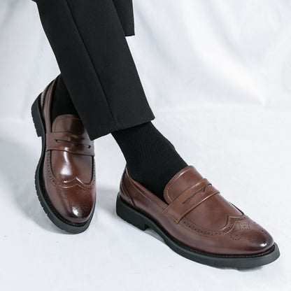 Men's Autumn Casual Leather Shoes Business Lazy Wedding Work Formal Comfortable Breathable Leather Footwear for Men