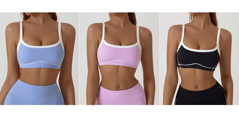 Yoga Sports Bra Color Clashing Shock Absorbing Brassiere Women Full Cup Breathable Gym Tube top Bra Yoga Workout Underwear