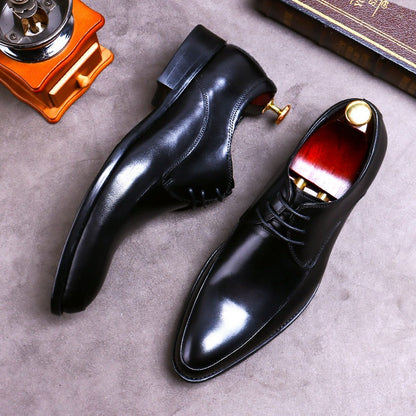 New Brand Genuine Leather Business Dress Shoes Men Formal Wear Casual British Large Size Leather Shoes Pointed Toe Oxfords