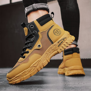 Men's work boots winter lace-up men's shoes warm safety platform size 44 Promotion designer anti-slip fashion