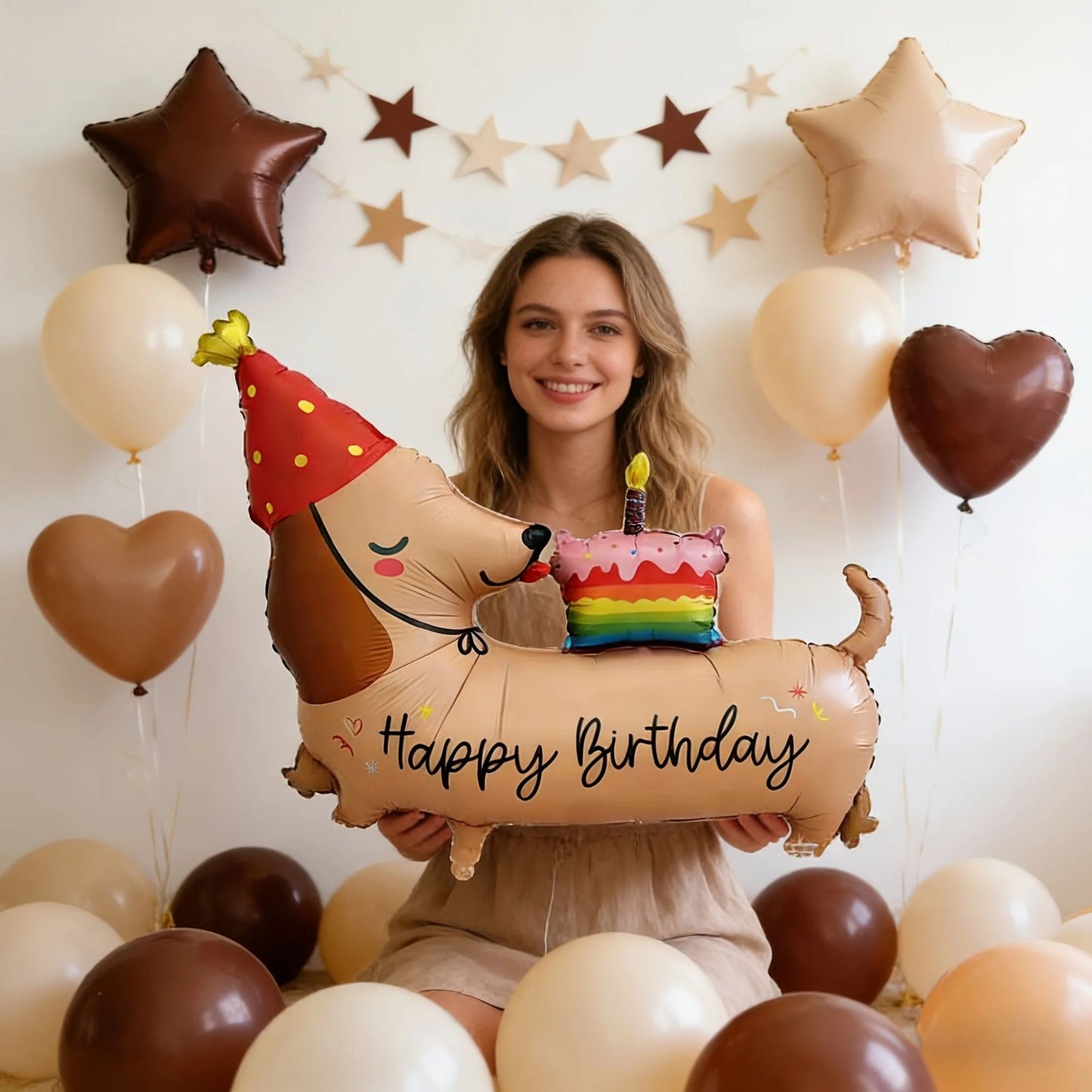 2/1pcs Birthday Cake Dachshund Balloon Cartoon Animal Themed Party Decoration Wall Decoration Festival Photography Props Gifts