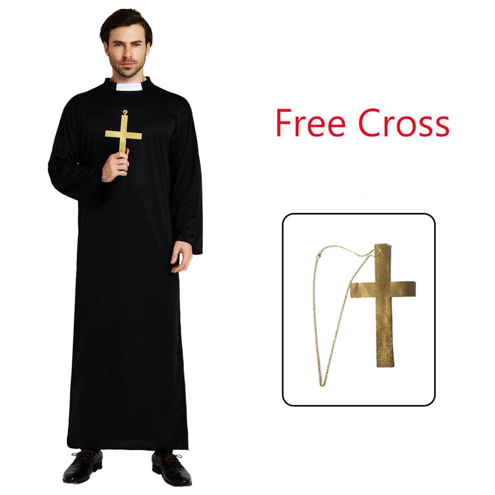 Easter Purim Halloween Costume for Men Father Priest Bishop Costumes Christian Pastor Clergyman Cosplay