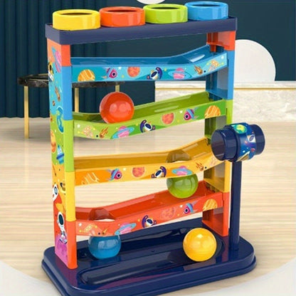 Brinquedo de Rampa Deslizante de Bolinhas de 5 Camadas Coloridas, Brinquedo Educacional de Batida, Brinquedo Montessori, Presente de Aniversário