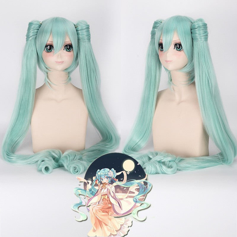 120CM Long Synthetic Hair Clips 2 Ponytails Lolita Green Pink Heat Resistant Party Wigs Synthetic Hair Hatsune Miku Wig Cosplay
