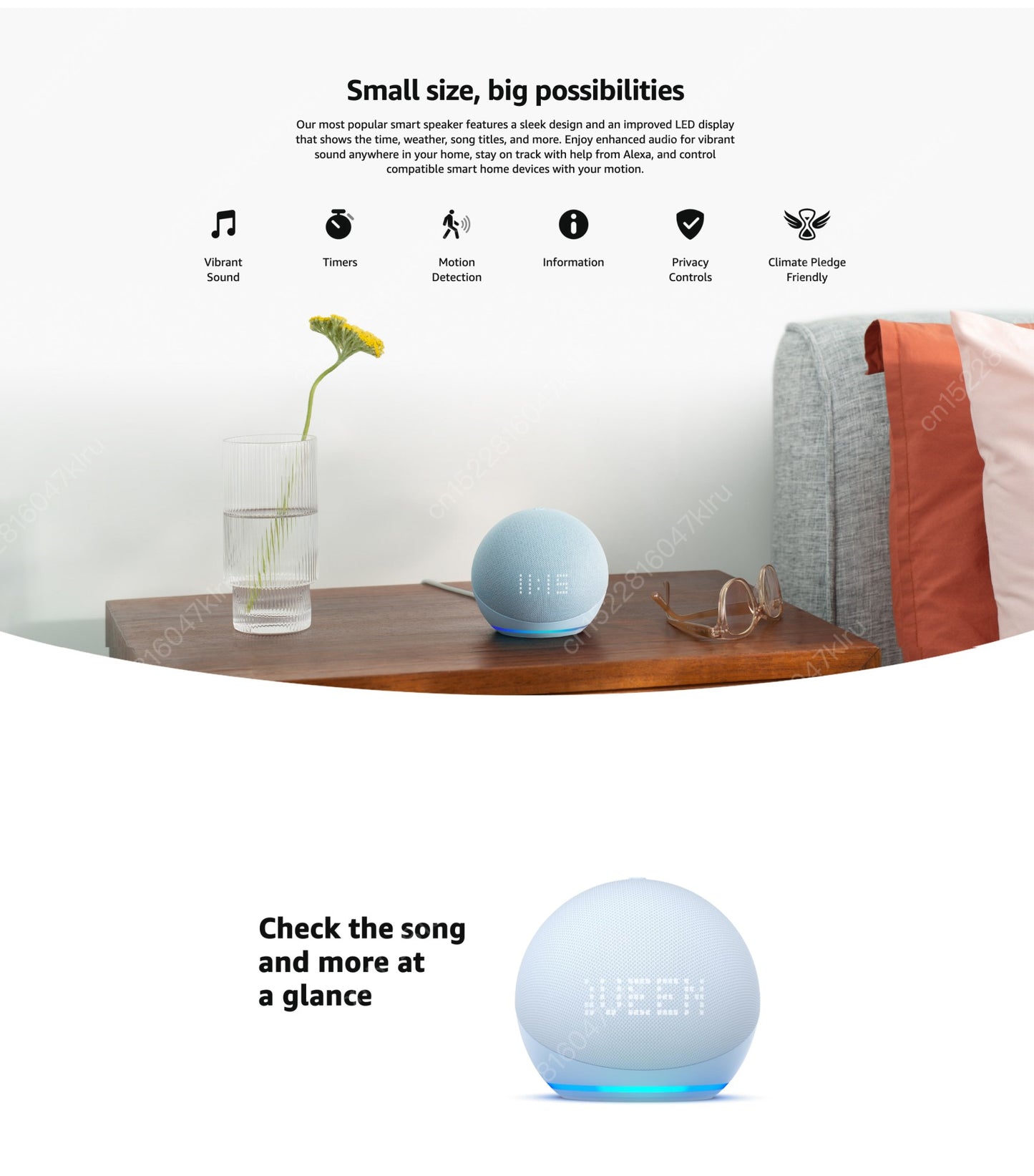 Original Alexa Echo Dot 5ª Geração Smart Mini Wifi Home BT Alexa Speaker Horn com Controle de Som Assistente de Voz e Relógio