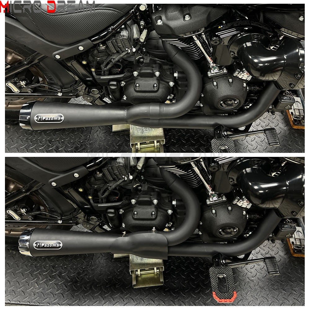 2-in-1 Stainless Steel Motorcycle Exhaust Muffler 1 3/4" to 2" Exhaust Pipes For Harley Low Rider ST Fat Bob FXFB FXFBS 2018-Up