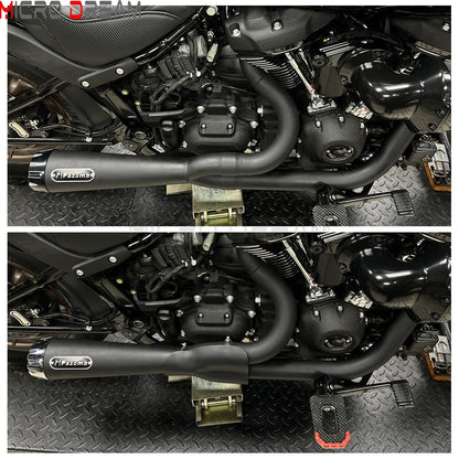 2-in-1 Stainless Steel Motorcycle Exhaust Muffler 1 3/4" to 2" Exhaust Pipes For Harley Low Rider ST Fat Bob FXFB FXFBS 2018-Up