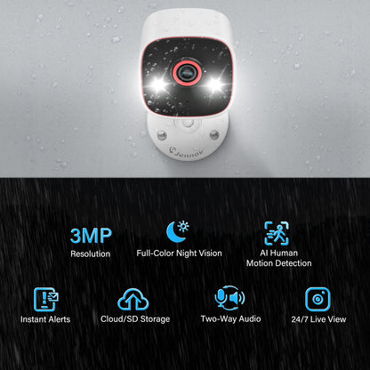 Câmeras de segurança externas/internas Jennov 5Ghz/2.4Ghz, câmera monitor sem fio WiFi 2K HD para animais de estimação, cães, gatos, bebês, para segurança residencial IP66