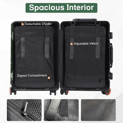 Aluminum Carry On Luggage 22x14x9 Airline Approved, Zipperless Luggage Premium Aluminum Suitcase Luggage, Hard Shell Carry On.