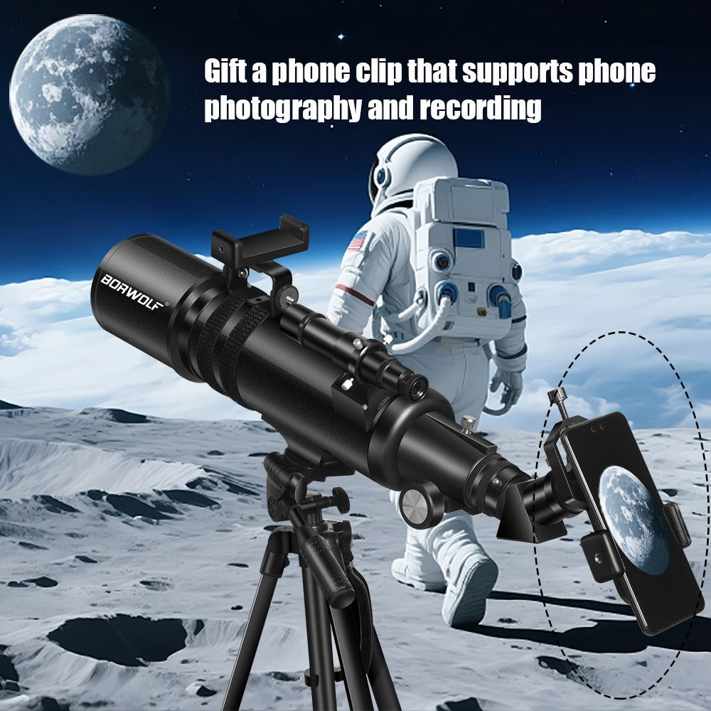 Telescópios Astronômicos BORWOLF 90600 para Adultos, Abertura de 90mm 600mm, HD 24X-250X para Observação da Lua, Estrelas e Pássaros