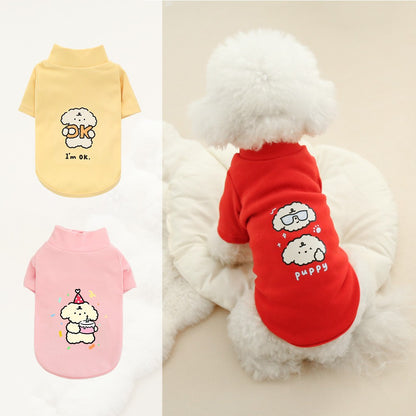Moletom de Pelúcia Outono/Inverno para Cachorros, Casaco Básico Quente para Cães com Desenho Animado, Pelúcia Alemã Dupla Face Espessa Gola Alta para Pets