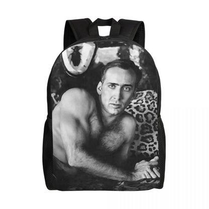 Custom Nicolas Cage Meme Laptop Backpack Women Men Basic Bookbag for College School Student Funny Bags