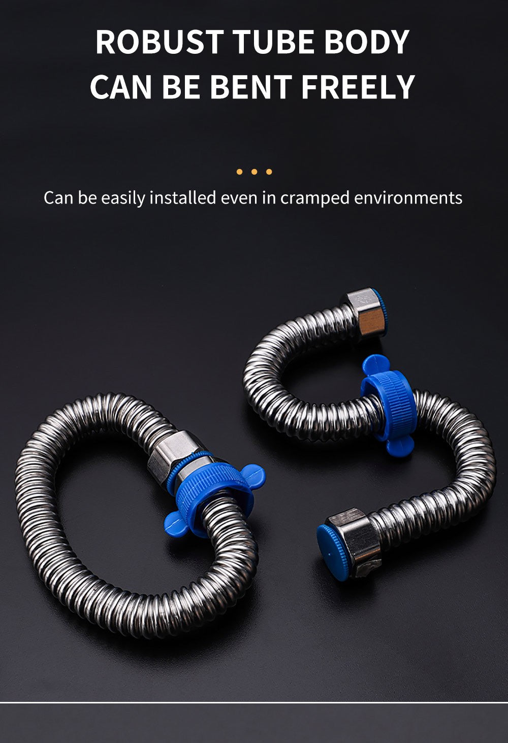 Mangueira de fole de aço inoxidável 304, 4 tubos de entrada de mangueira de metal para aquecedor de água separado, tubo de água de aço inoxidável doméstico quente e frio