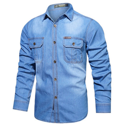 Men's Spring Denim Thin Shirt Soft Cotton Slim Fit Jeans Cowboy Streetwear Male Autumn Long Sleeve Shirts Plus Size 5XL