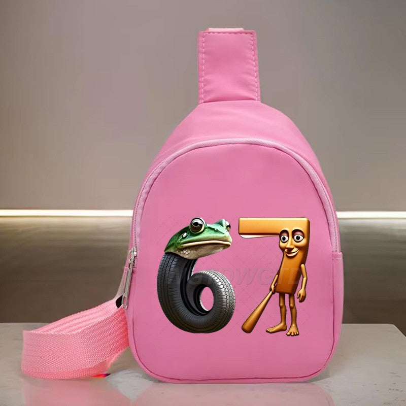Bolsa de Peito Infantil Italiana Brainrot Engraçada Número 6 7 Estampa Infantil para Menina Menino Tung Tung Tung Sahur Memes Engraçados 6 7 Mini Bolsa