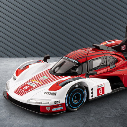 1:22 963 Corrida de Endurance de 24 Horas Modelo de Carro em Liga de Metal Diecast Carro Miniatura com Luz e Som Coleção Carro de Brinquedo para Crianças
