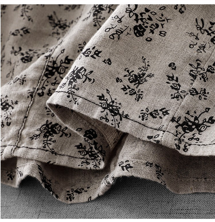 Cotton Linen High Waist Printed Summer New Sle Cool Slimming Hip Covering Floral Skirt Loose Fit Casual Long Skirt