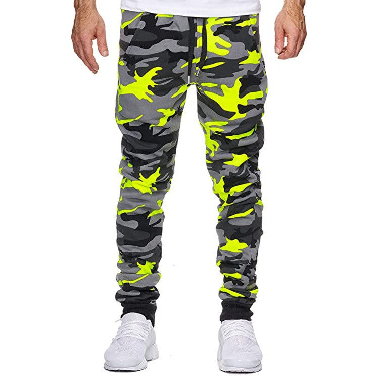 2025 Trousers Autumn And Winter New Men's Casual Camouflage Waist Drawstring Large Size Solid Color Sports Jogging Pants