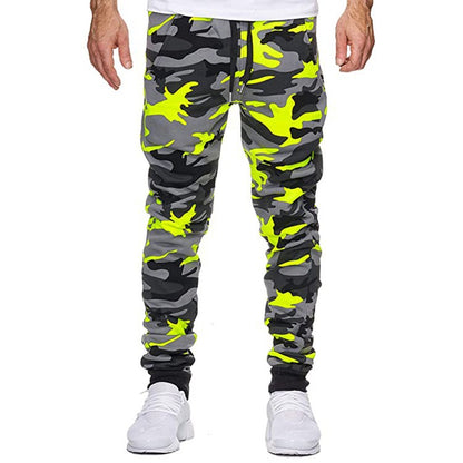 2025 Trousers Autumn And Winter New Men's Casual Camouflage Waist Drawstring Large Size Solid Color Sports Jogging Pants