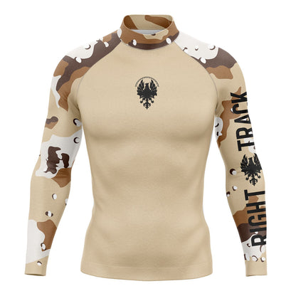 RIGHTRACK Men's Long Sleeve Surfing Shirt Rashguard UV Protection Lycra Swimwear UPF Diving Suit Gym Cheerful Clothes