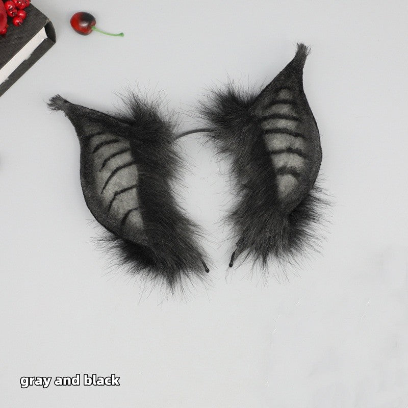 New Handmade Simulation Plush Furry Bat Ears Devil Sweetheart Halloween Bat Cosplay Pros Night Party Animals Hair Band Bat Wing