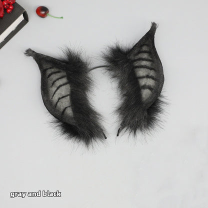 New Handmade Simulation Plush Furry Bat Ears Devil Sweetheart Halloween Bat Cosplay Pros Night Party Animals Hair Band Bat Wing