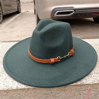 Chapéu Fedora de feltro liso com coroa em formato de gota para homens e mulheres novo cinto de couro Chapéu Panamá ????? ???????
