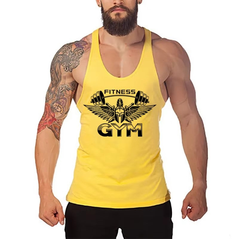 Men's Stringer Gym Vest, Fitness Bodybuilding Tank, Y Back Sleeveless Shirt, Moisture-Wicking Lightweight Cotton Summer Clothing
